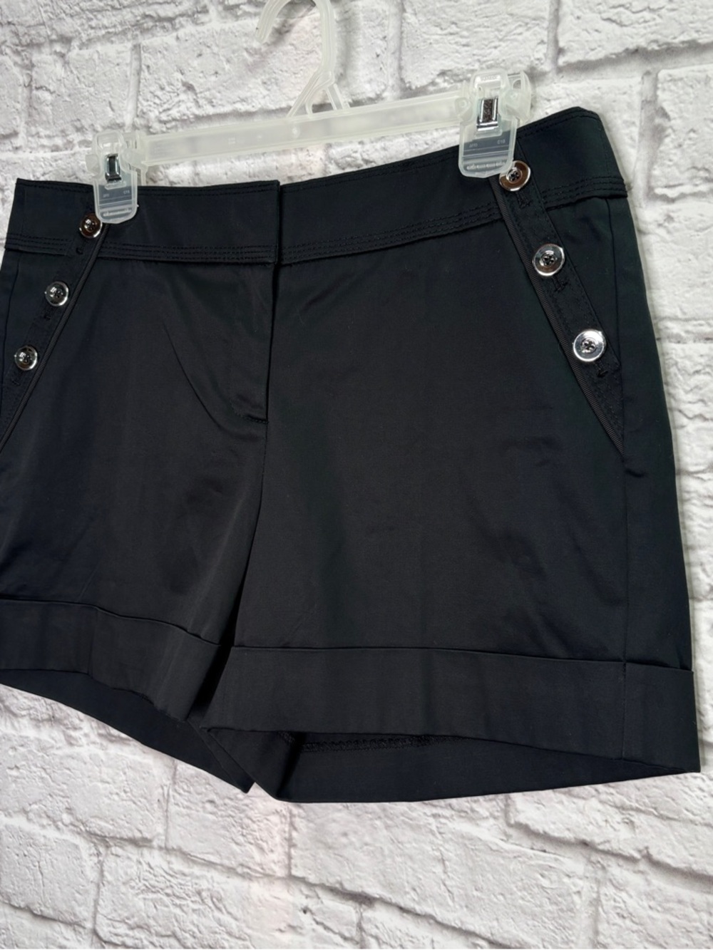 White House Black Market Womens 5” Shorts Size 6 Sailor Silver Buttons Black NWT - Picture 2 of 5